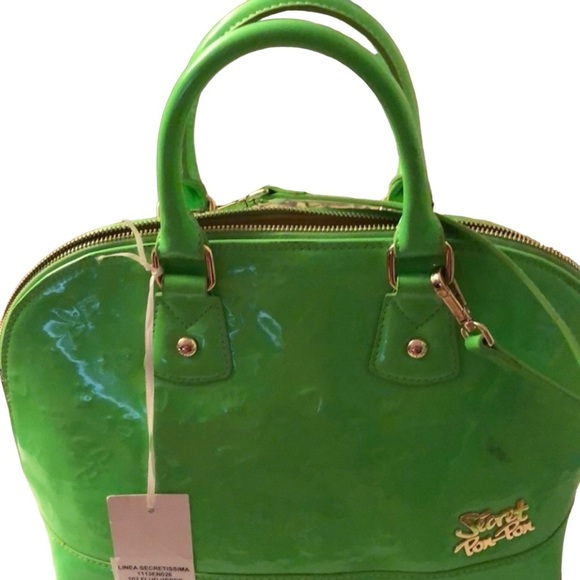 Secret Pom Pom Handbags - SECRET POM POM Florescent Large Green Handbag W/ Crossbody Strap NWT